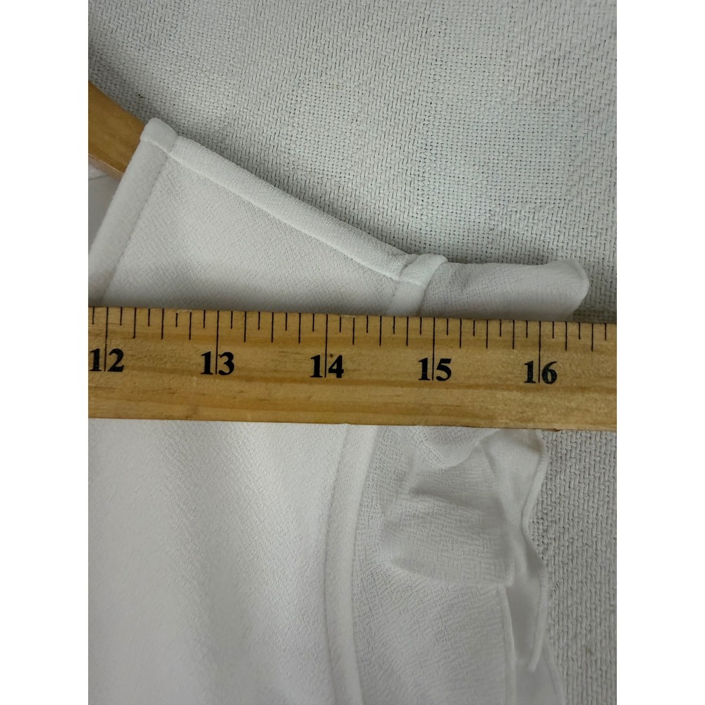 Andrew Marc Womens White Ruffle Sleeve V-Neck Sleeveless Blouse Top Size M NEW - Picture 7 of 9